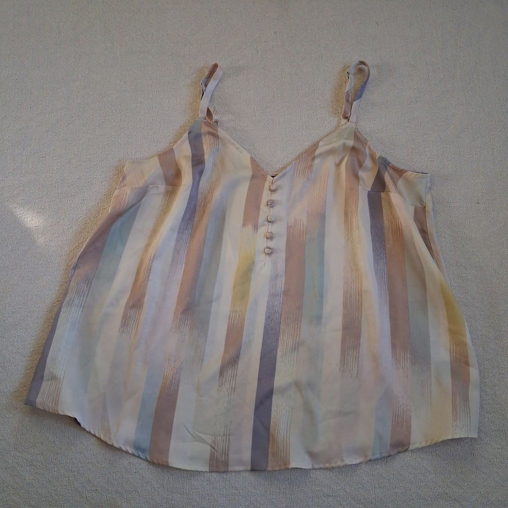 torrid brushstrokes striped womens tank top 14-16 pastel whimsical cottagecore 1